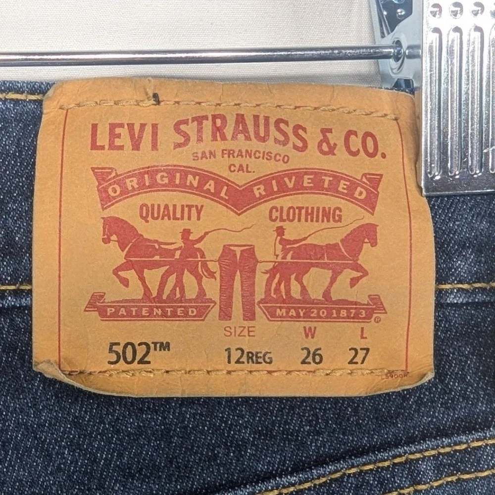 Levi's 502 Regular Taper Boys Jeans Size 12 Reg Dark Wash‎ Denim 26x27